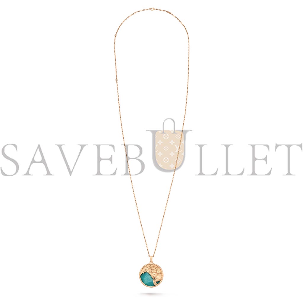 V*N CL*F arpels zodiaque long necklace capricorni (capricorn) - rose gold, amazonite  vcarp9r900